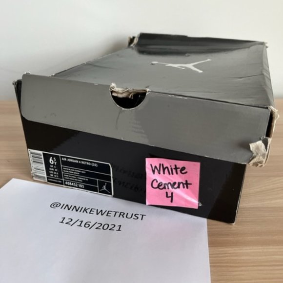 SOLD** - NIKE AIR JORDAN IV 4 WHITE CEMENT 6.5Y GS - Picture 3 of 10